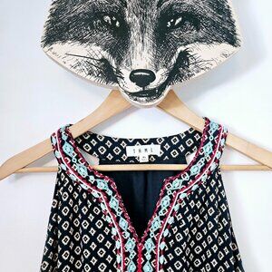 THML Navy Embroidered Faye Sleeveless Racerback Mini Shift Dress - Size XL